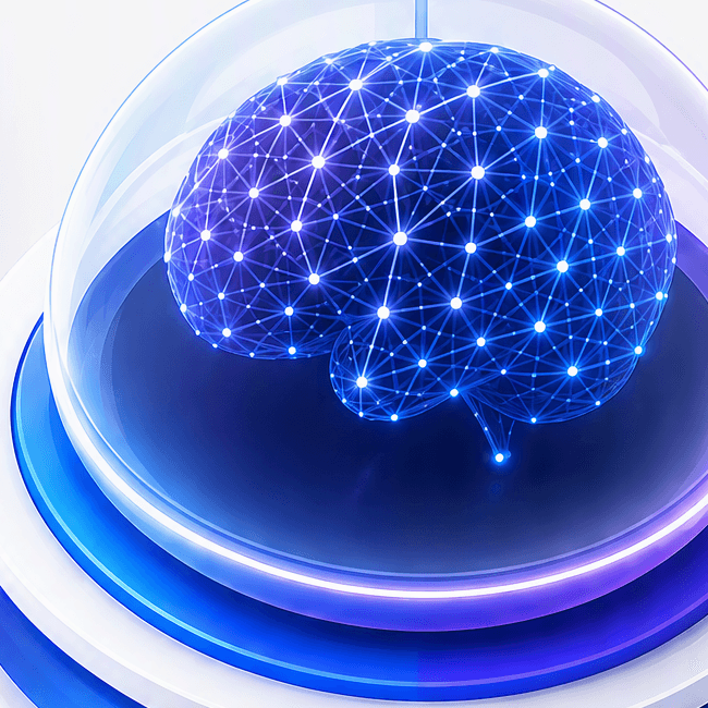 AI automatizācijas neironu tīkla vizualizācija — sistēma, kas apstrādā nestrukturētus datus un pieņem lēmumus